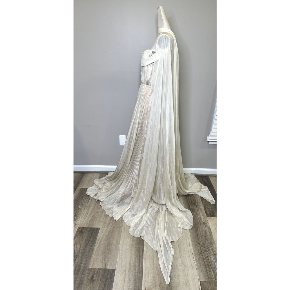 BIBHU MOHAPATRA Pleated Silk Chiffon Strapless Gown with Cape Detail US8 $9015 - Picture 9 of 16